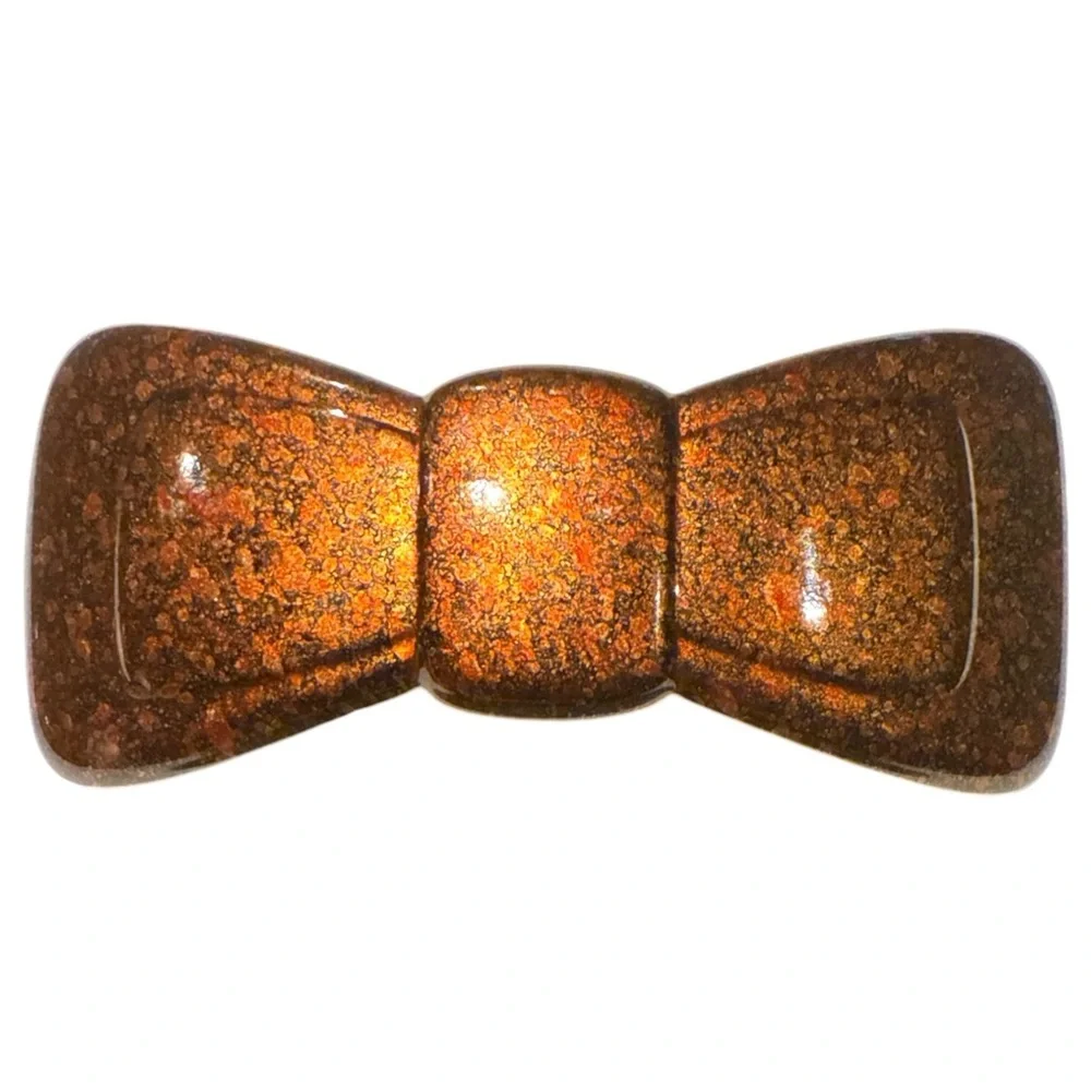 New 1970’s French Bow Barrette in a Shimmery Brown Copper, Handmade in France‎